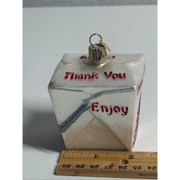 2008 Old World Christmas Chinese Take Out Box Glass Christmas Tree Ornament - Picture 6 of 8